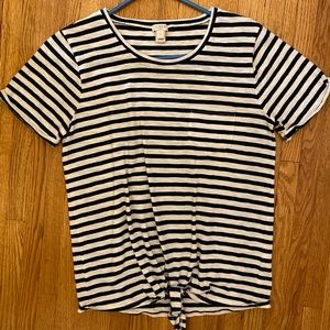 Small J Crew Tie Front Striped Tee